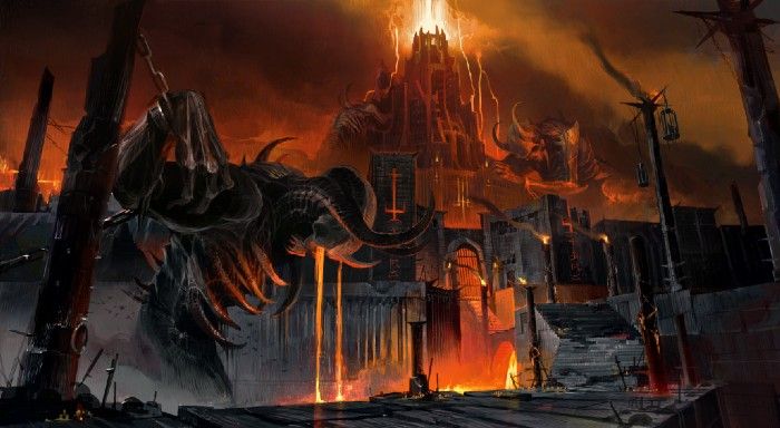 Concept art of Doom Eternal's vision of what hell would look like.