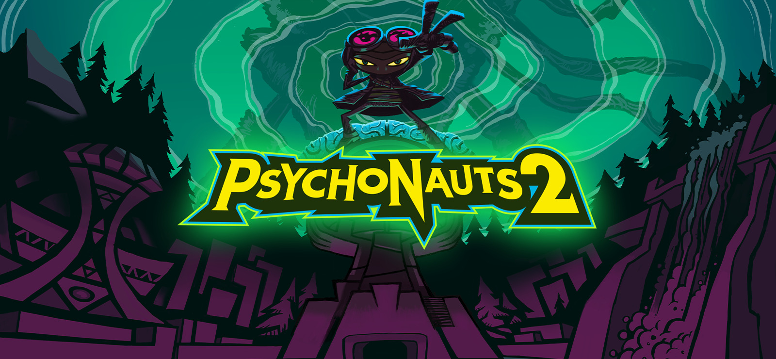 Main promotional art for Psychonauts 2 showcasing protagonist Raz