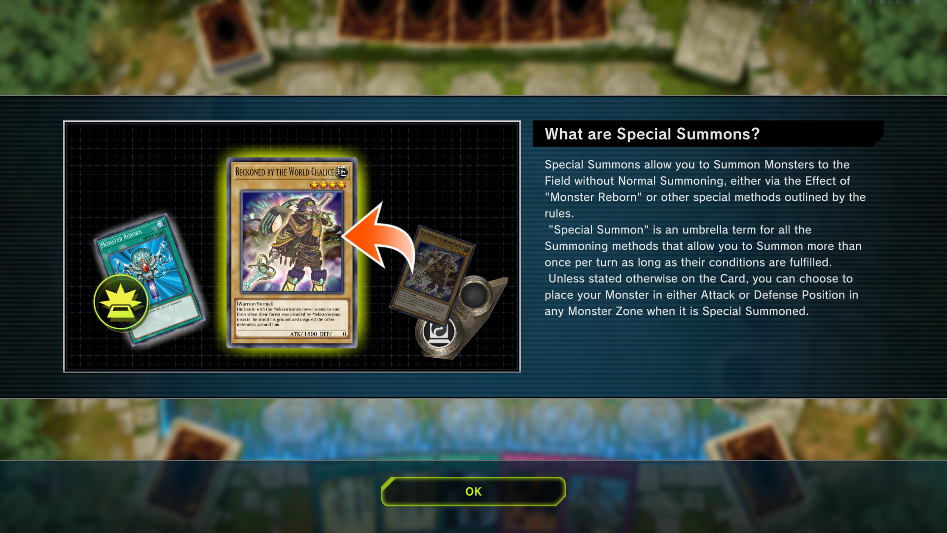 A tutorial for the game's Special Summoning mechanic