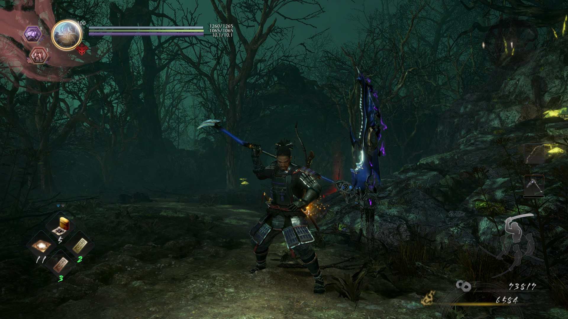 The writer's player charater showcasing his Switchglaive in Scythe mode.