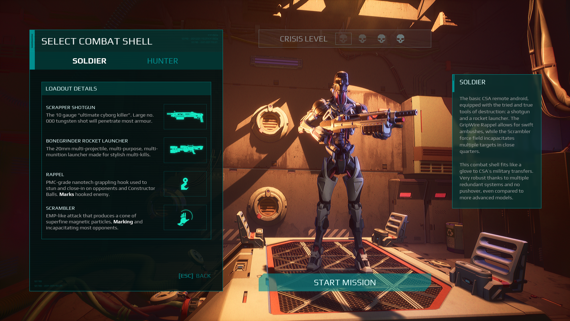 In-game screenshot detailing the Soldier combat frame