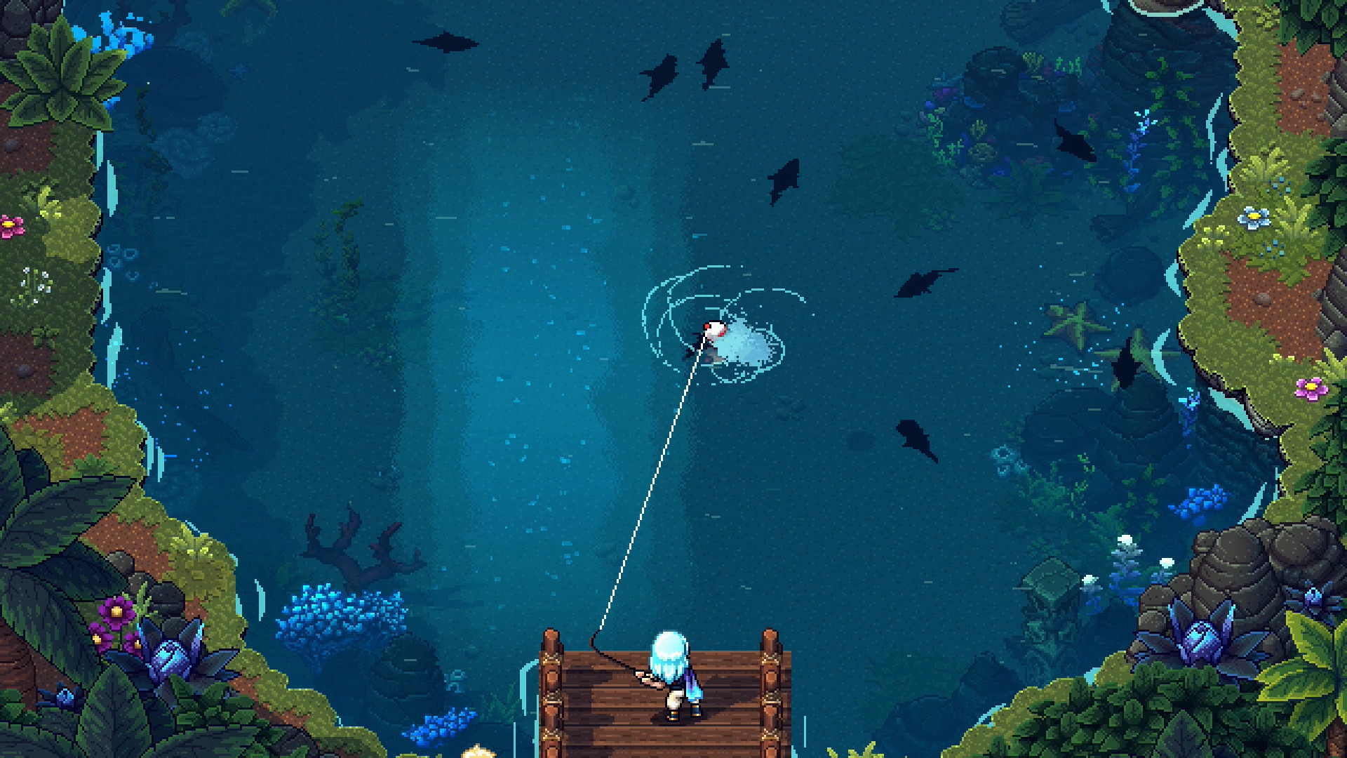Valere in one of the game's many fishing spots.